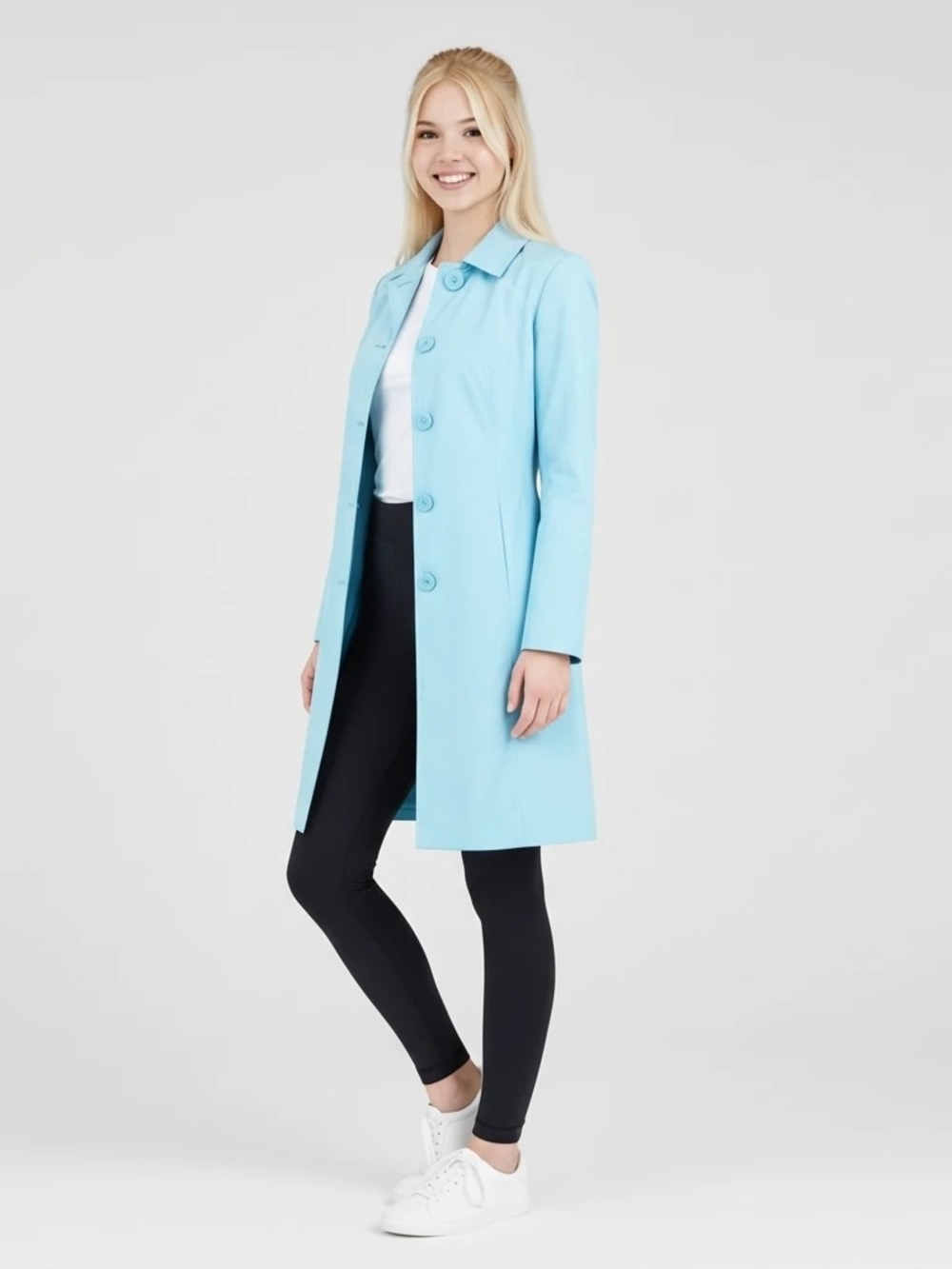 Sigrid Olsen Light Blue Women's Single-Breasted Coat